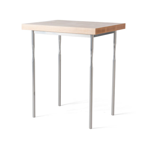 Senza Silver Side Table with Natural Maple Wood Top, image 1