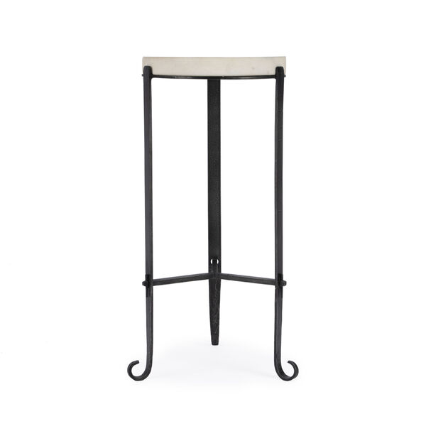 Freya Black and White Marble Iron Round Accent Table, image 2