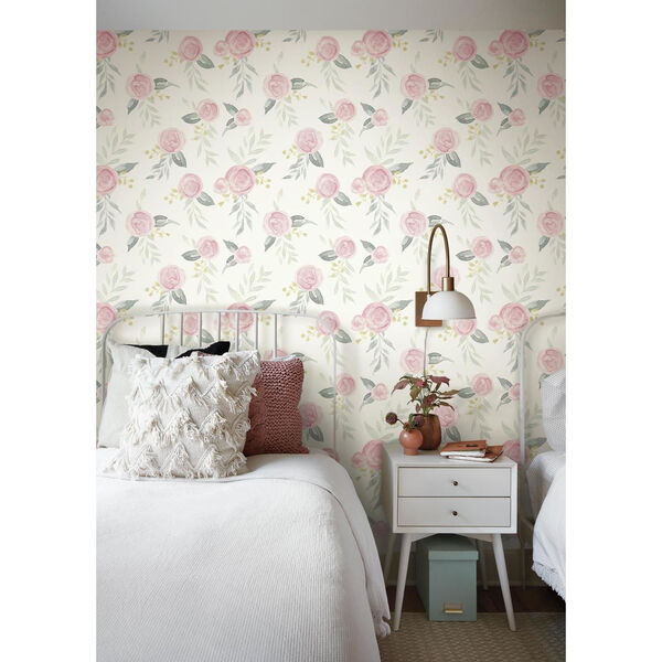 Magnolia Home Pink Watercolor Rose Peel and Stick Wallpaper – SAMPLE SWATCH ONLY, image 2
