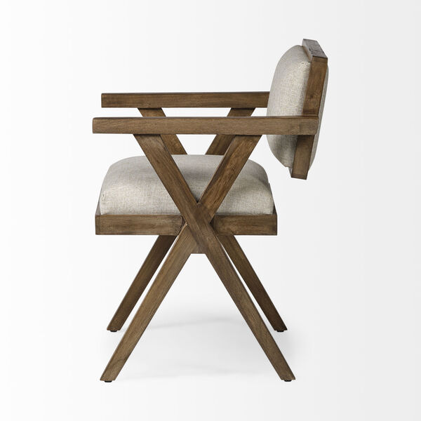 Topanga I Cream and Medium Brown Dining Arm Chair, image 3