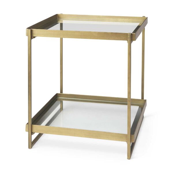 Trey Gold and Clear Accent Table, image 1