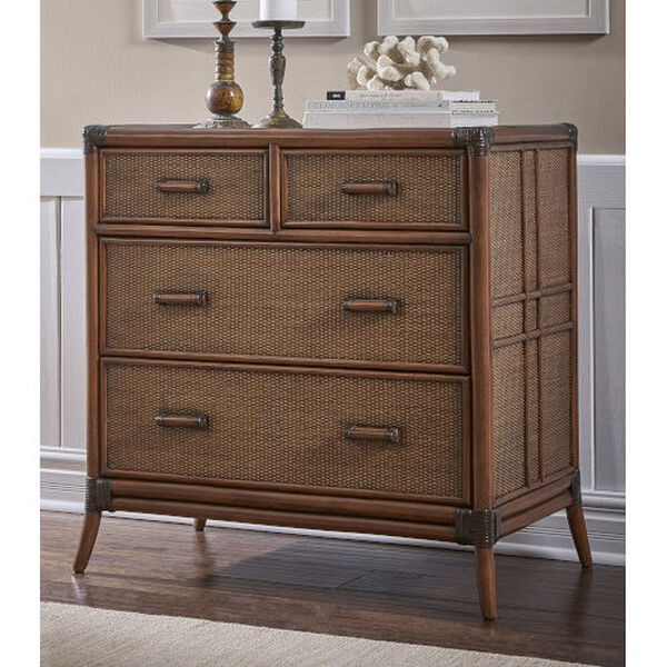 Palm Cove Brown Four-Drawer Split Chest with Glass Top, image 2