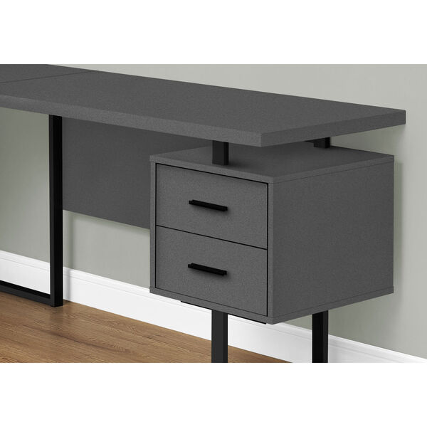 Gray and Black 71-Inch L-Shaped Computer Desk, image 3