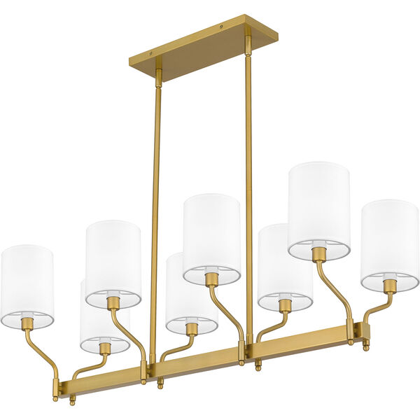 Parkington Aged Brass and White Eight-Light Chandelier, image 6