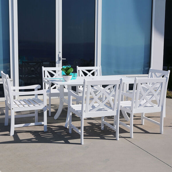 Bradley Outdoor 7-piece Wood Patio Dining Set in White, image 2