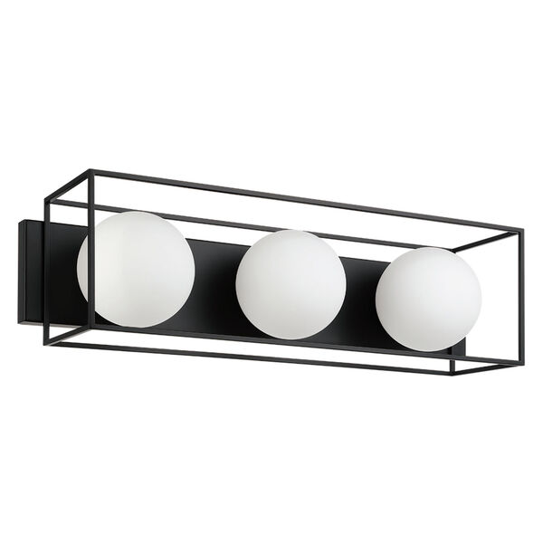 Grayson Black Three-Light LED Bath Vanity with White Glass Shade, image 1