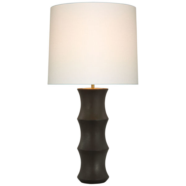 Marella Large Table Lamp in Stained Black Metallic with Linen Shade by AERIN, image 1