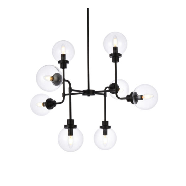 Hanson Black and Clear Shade Eight-Light Pendant, image 3