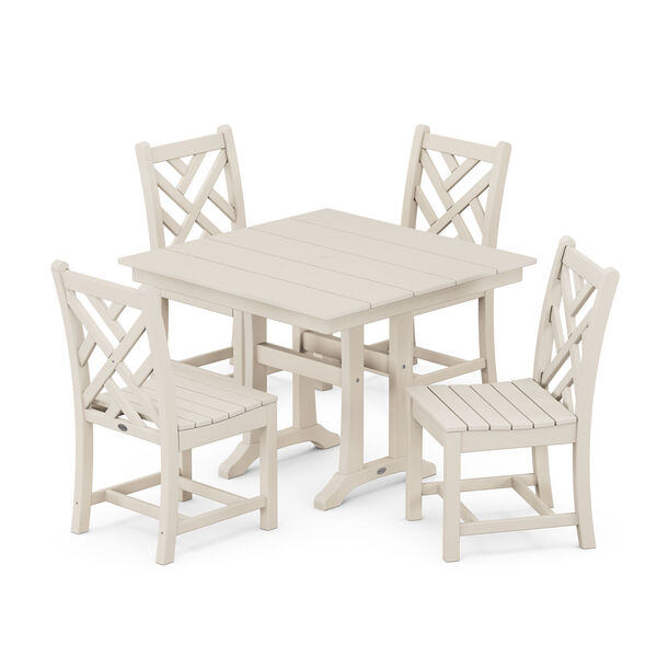 Chippendale Sand Trestle Side Chair Dining Set, 5-Piece, image 1