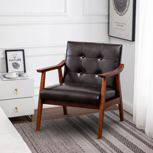 Take a Seat Natalie Espresso Faux Leather and Espresso Accent Chair, image 2
