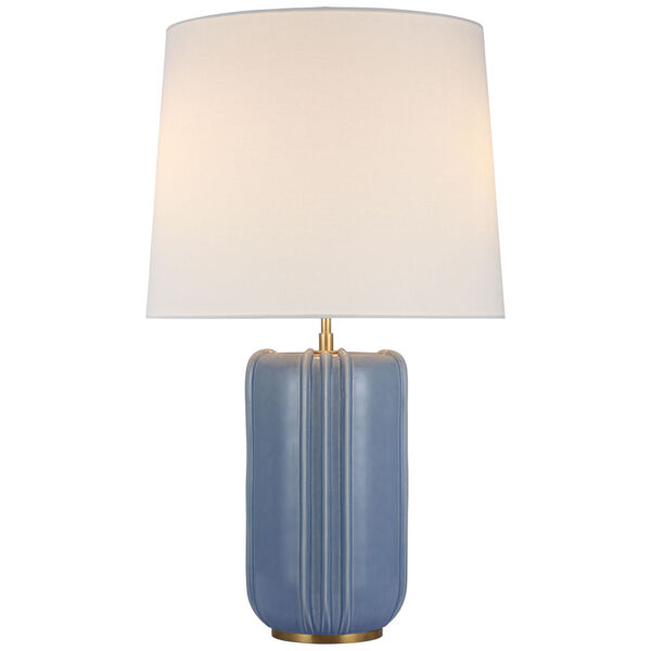 Minx Large Table Lamp in Polar Blue Crackle with Linen Shade by Thomas O'Brien, image 1