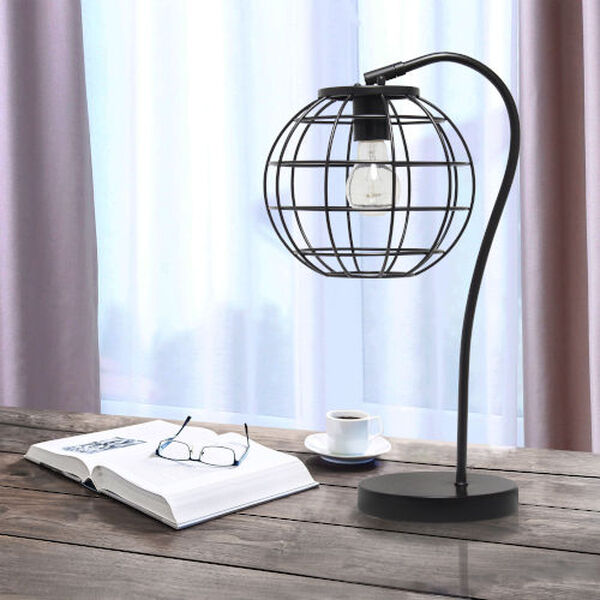 Wired Black One-Light Cage Table Lamp, image 4