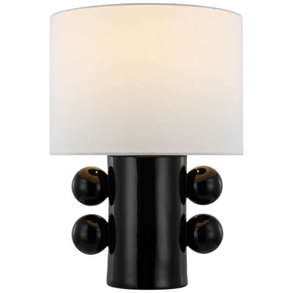 Tiglia Small Table Lamp in Black with Linen Shade by Kelly Wearstler, image 1