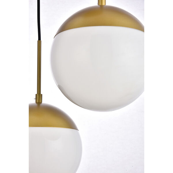 Eclipse Brass and Frosted White 18-Inch Three-Light Pendant, image 5