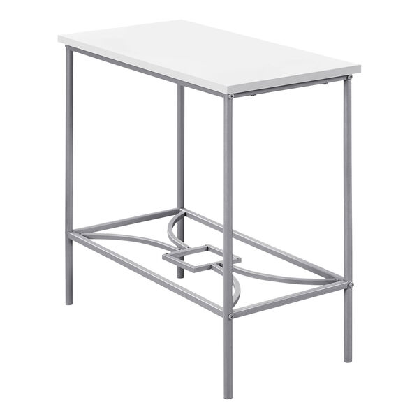 White and Silver 12-Inch Accent Table, image 1