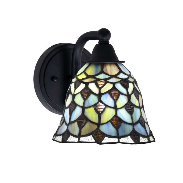Paramount Matte Black One-Light Wall Sconce with Seven-Inch Crescent Art Glass, image 1