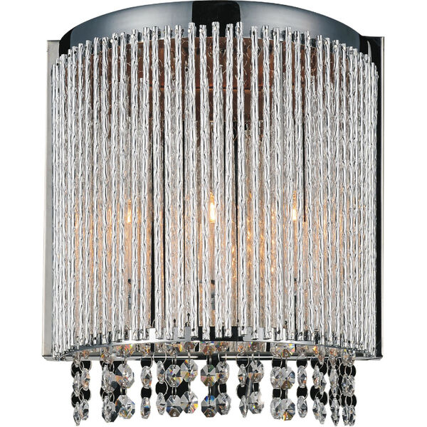Claire Chrome Two-Light Wall Sconce with K9 Clear Crystal, image 1