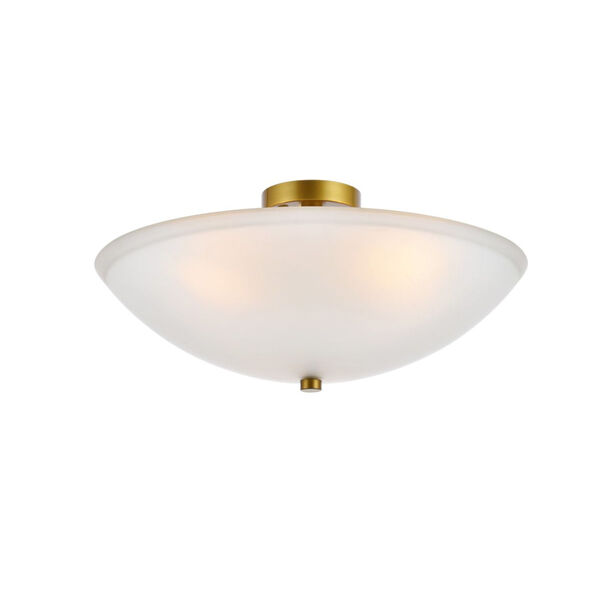 Jeanne Brass and Frosted White Three-Light Semi-Flush Mount, image 3
