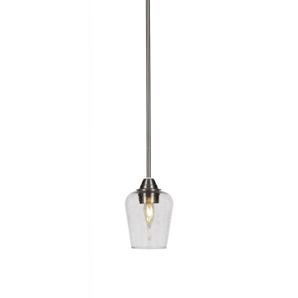 Paramount Brushed Nickel One-Light 5-Inch Mini Pendant with Clear Bubble Glass, image 1