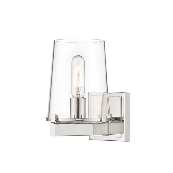 Callista Polished Nickel One-Light Bath Vanity with Clear Glass Shade, image 1