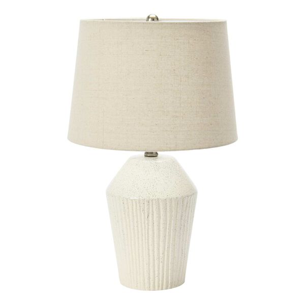 White One-Light 13-Inch Stoneware Round Desk Lamp, image 1