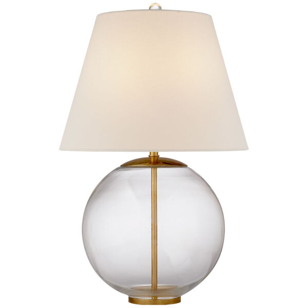 Morton Table Lamp in Clear Glass with Linen Shade by AERIN, image 1