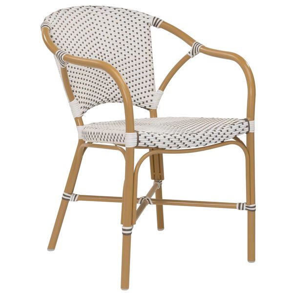 Alu Affaire Valerie White, Cappuccino and Almond Outdoor Dining Arm Chair, image 1