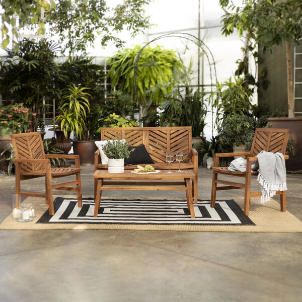 Brown 25-Inch Four-Piece Chevron Outdoor Chat Set, image 2