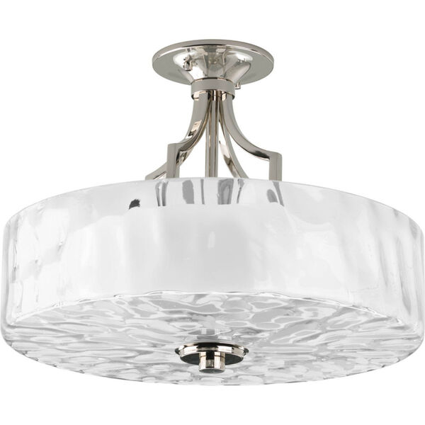 Caress Polished Nickel Two-Light Semi-Flush Mount with Glass Diffuser, image 1
