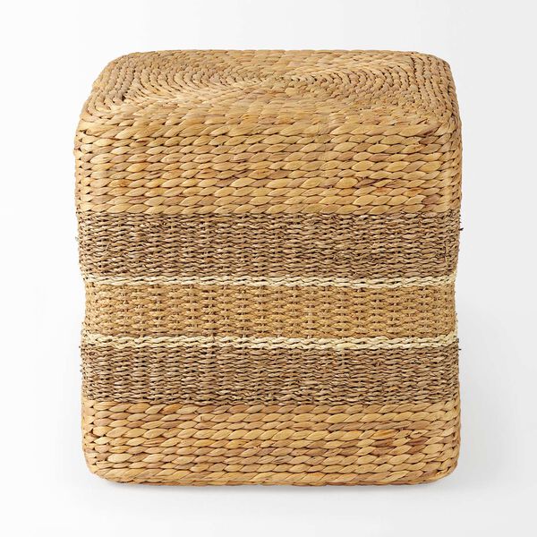 Maya Light Brown with Stripes Seagrass Square Pouf, image 2