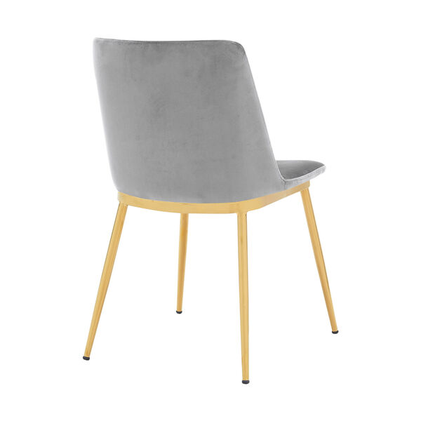 Messina Gray Velvet Gold Chrome Dining Chair, Set of Two, image 4