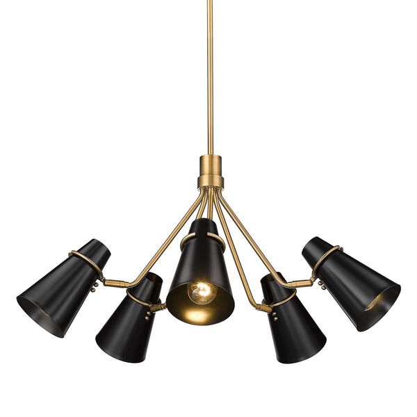 Reeva Modern Brass Black Five-Light Chandelier, image 3