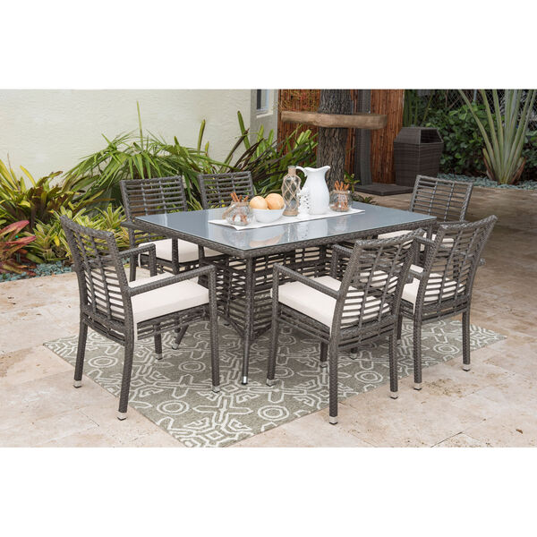 Intech Grey Outdoor Dining Set with Sunbrella Canvas Capri cushion, 7 Piece, image 1