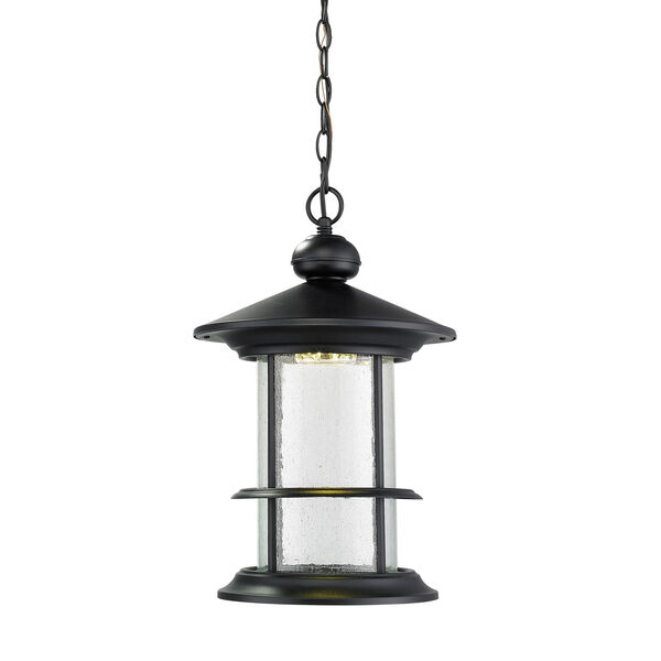 Genesis Black 11.5-Inch One-Light LED Outdoor Pendant with Clear Seedy Glass, image 1