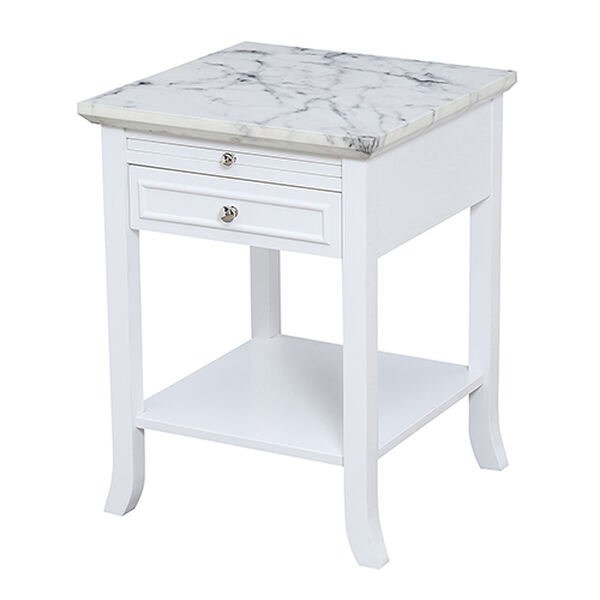 American Heritage Logan White End Table with Drawer and Slide, image 6