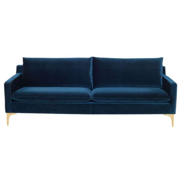Anders Midnight Blue and Brushed Gold Sofa, image 2