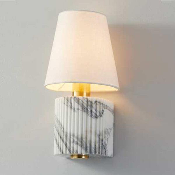Aden Vintage Brass and White One-Light Wall Sconce, image 2