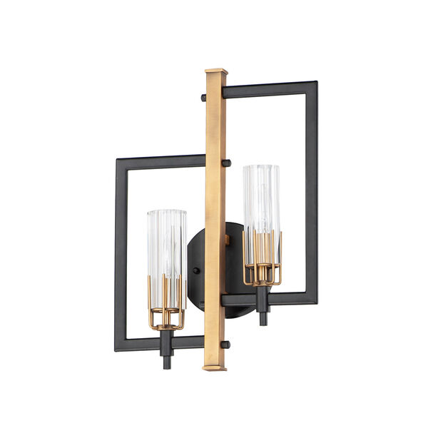 Flambeau Black and Antique Brass Two-Light ADA Wall Sconce, image 1