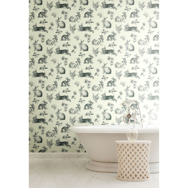 Inspired by Color Black and White Bunny Toile Wallpaper, image 4
