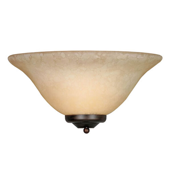 Wellington Rubbed Bronze One-Light Wall Sconce with Tea Stone Glass, image 1