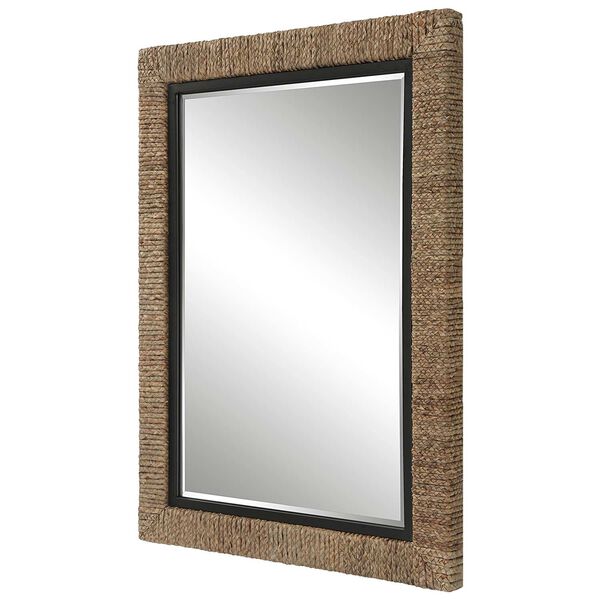 Island Natural and Matte Black Braided Straw 30 x 41-Inch Wall Mirror, image 5