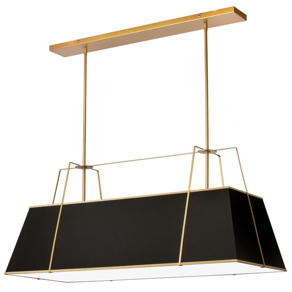 Trapezoid Gold and Black Four-Light Linear Chandelier, image 1
