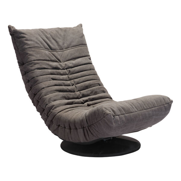 Down Low Gray and Black Low Swivel Chair, image 1