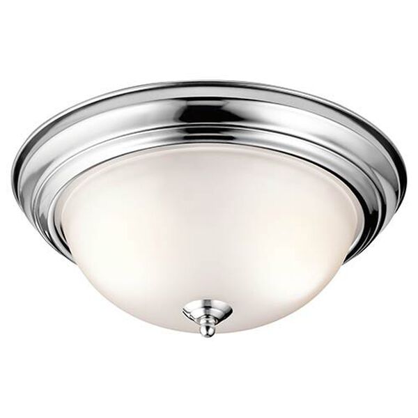 Chrome Two-Light 13.25-Inch Wide Flush Mount, image 1