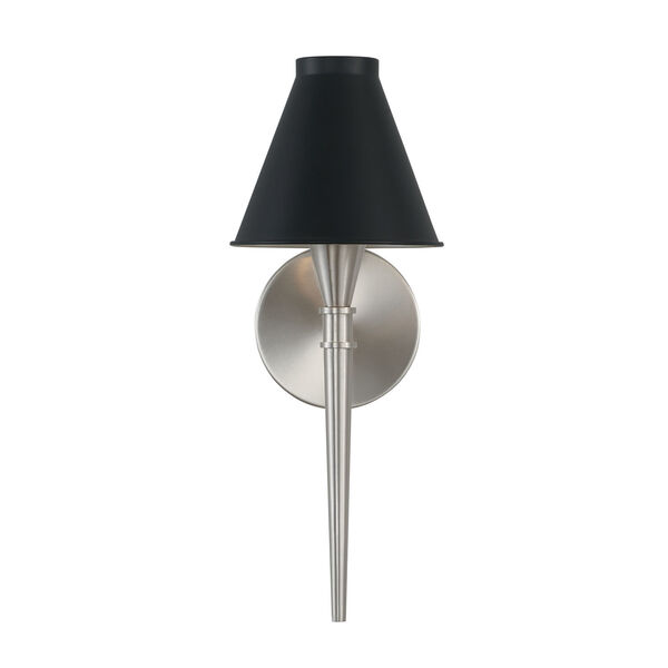 Benson Black and Brushed Nickel One-Light Torcheire Wall Sconce with Metal Shade, image 2