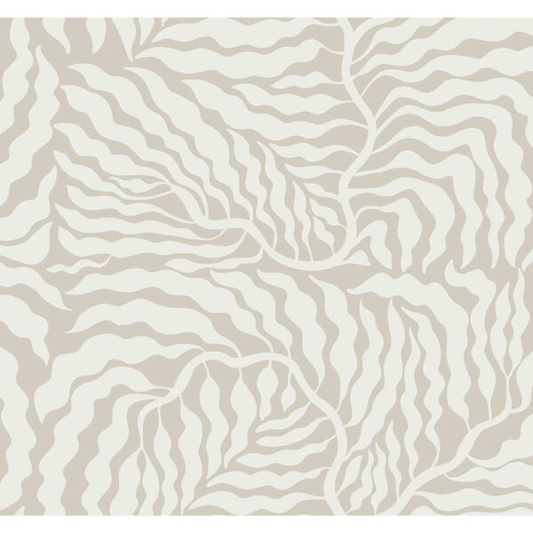 Fern Fronds Taupe White Wallpaper, image 2