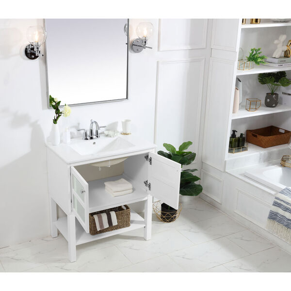 Mason White 30-Inch Mirrored Vanity Sink Set, image 4