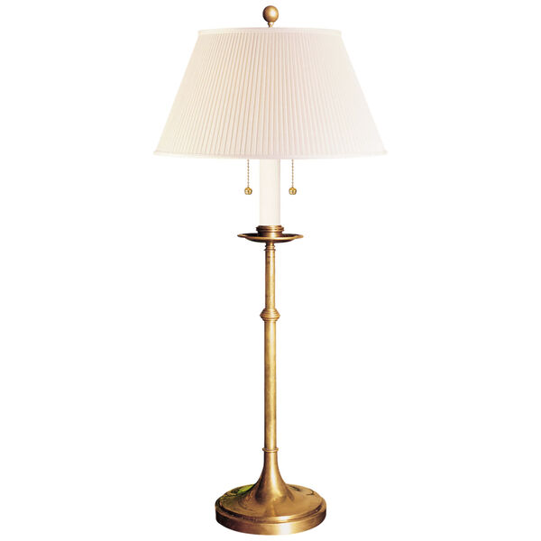 Dorchester Club Table Lamp in Antique-Burnished Brass with Silk Shade by Chapman and Myers, image 1