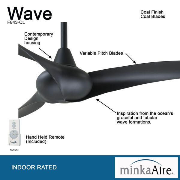 Wave Coal 52-Inch Ceiling Fan, image 3