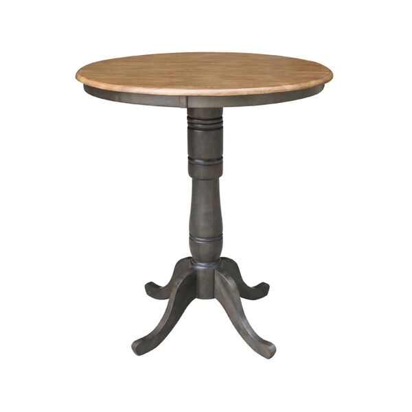 Hickory and Washed Coal 36-Inch Round Pedestal Bar Height Table With Two X-Back Bar Height Stools, Three-Piece, image 4